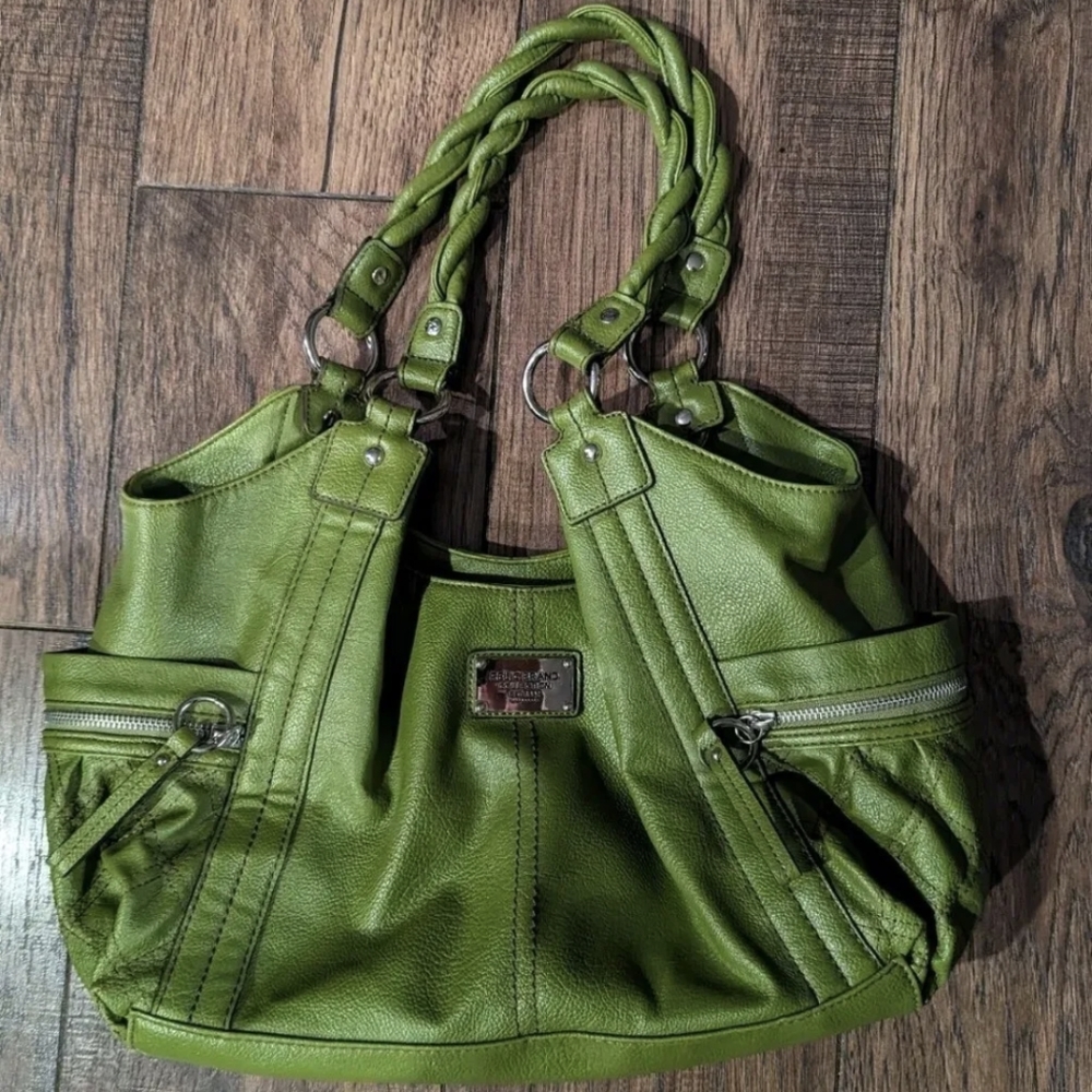 Relic Faux Pebbled Leather Satchel Purse Handbag Purse Zip Pockets Rope Handles